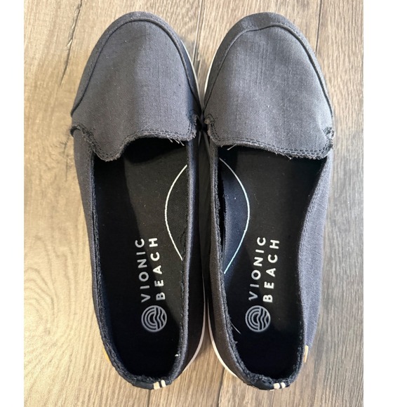 Vionic Beach Manzanita Black Canvas Slip On Sneakers Womens 7.5 Wide Orthopedic - Picture 6 of 7